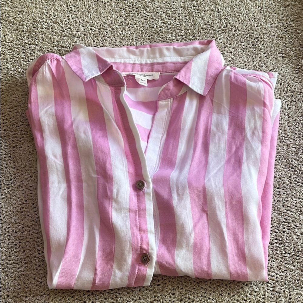 Beachlunchlounge Pink and White Striped Shirt
